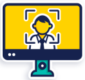 Icon showing a man on a webcam
